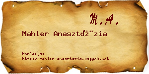 Mahler Anasztázia névjegykártya